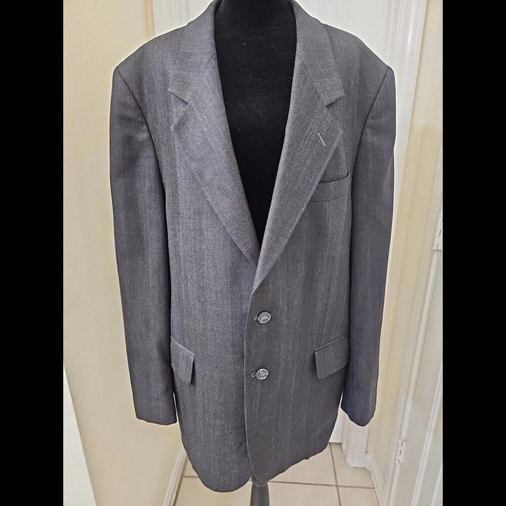 Andre Villard Paris Men's Suit Jacket Gray Wool Pinstriped‎ Lined 44L